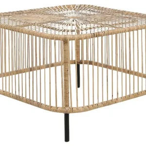 Begränsat antal Rimouski Sidobord och Soffbord Utomhus 67 cm Trä Konstrotting Natural/Svart - Utemöbler