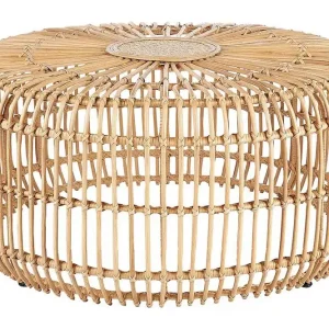 Hartnoy Runt Sidobord och Avlastningsbord Utomhus 85 cm Konstrotting Beige/Natural - Utemöbler Premium