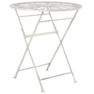 Dursley Runt Hopfällbart Cafébord och Kaffebord Utomhus 45 cm Metall Vit - Utemöbler Fynd