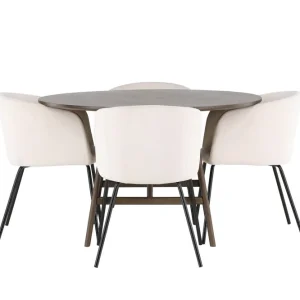 Kundfavorit Venture Home Kaseidon Matgrupp 100 cm Rund med 4 Berit stolar Beige - Möbler