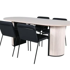 Venture Home Bianca Matgrupp 200 cm Oval med 4 Tvista stolar Svart - Möbler Trygg betalning