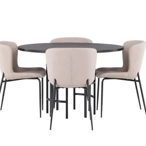 Fri frakt Venture Home Copenhagen Matgrupp 115 cm Rund med 4 Modesto stolar Svart - Möbler
