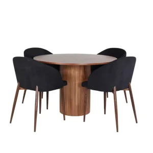 Populär Venture Home Bianca Matgrupp 110 cm Rund med 4 Arch stolar Svart - Möbler