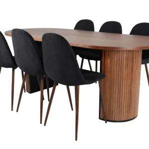 Expressleverans Venture Home Bianca Matgrupp 200 cm Oval med 6 Polar stolar Svart - Möbler