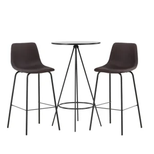 Venture Home Bistro Matgrupp 60 cm Rund med 2 Alexi stolar Svart - Möbler Nedsatt pris