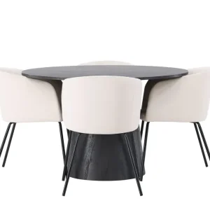 Lägg i varukorgen Venture Home Lanzo Matgrupp 120 cm Rund med 4 Berit stolar Beige - Möbler