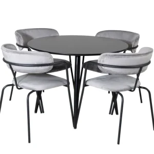 Venture Home Plaza Matgrupp 100 cm Rund med 4 Arrow stolar Svart - Möbler Handla nu