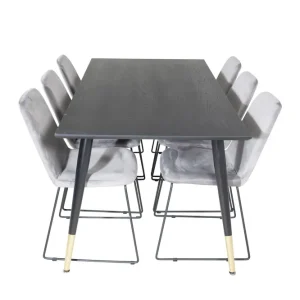 Venture Home Dipp Matgrupp 180 cm Rektangulär med 6 Muce stolar Svart/Guld - Möbler Snabb frakt