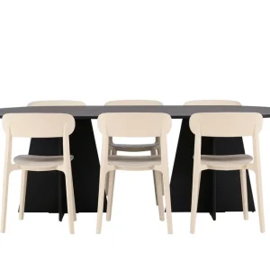 Endast denna vecka Venture Home Bootcut Matgrupp 230 cm Oval med 6 Åstol stolar Svart - Möbler