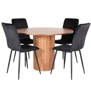 Sista chansen Venture Home Bianca Matgrupp 110 cm Rund med 4 Windu Lyx stolar Svart - Möbler