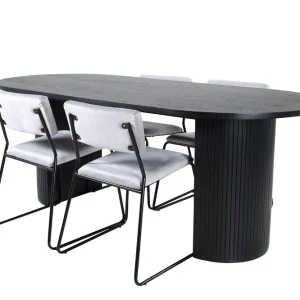 Snabb frakt Venture Home Bianca Matgrupp 200 cm Oval med 4 Kenth stolar Svart - Möbler