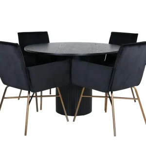 Venture Home Bianca Matgrupp 110 cm Rund med 4 Petra stolar Svart - Möbler Nyhet