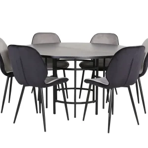 Begränsat antal Venture Home Copenhagen Matgrupp 140 cm Rund med 6 Emma stolar Svart - Möbler