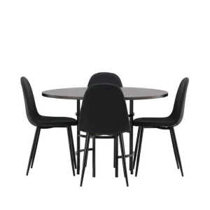 Venture Home Copenhagen Matgrupp 115 cm Rund med 4 Polar stolar Svart - Möbler Utförsäljning