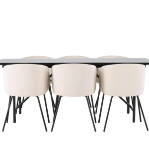 Billigare Venture Home Astrid Matgrupp 200 cm Rektangulär med 6 Berit stolar Beige - Möbler