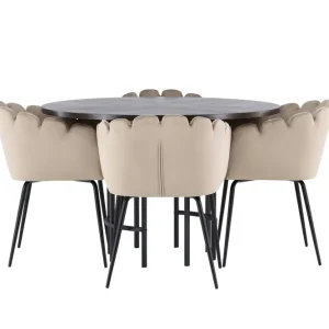 Venture Home Copenhagen Matgrupp 115 cm Rund med 4 Limhamn stolar Beige - Möbler Lägg i varukorgen