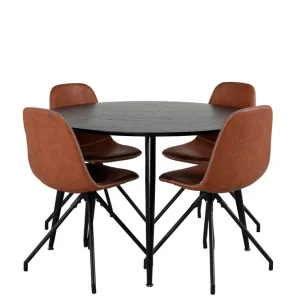 Venture Home Dipp Matgrupp 115 cm Rund med 4 Polar stolar Svart - Möbler Rabatter