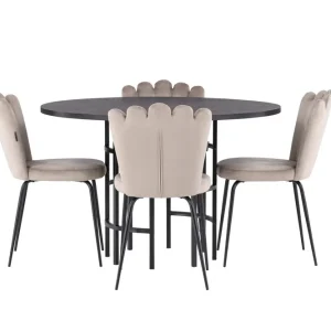 Venture Home Copenhagen Matgrupp 115 cm Rund med 4 Limhamn stolar Beige - Möbler Snabb leverans
