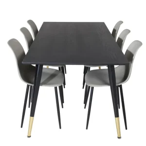 Venture Home Dipp Matgrupp 180 cm Rektangulär med 6 Polar stolar Svart/Guld - Möbler Beställ idag