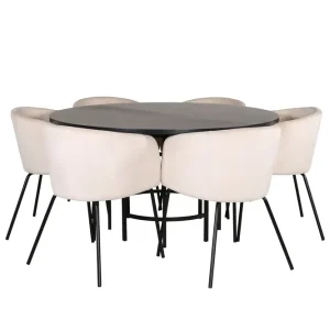 Trygg betalning Venture Home Copenhagen Matgrupp 140 cm Rund med 6 Berit stolar Beige - Möbler
