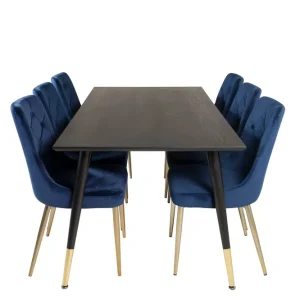 Lågt pris Venture Home Dipp Matgrupp 180 cm Rektangulär med 6 Velvet Deluxe stolar Svart - Möbler