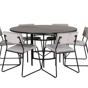 Venture Home Copenhagen Matgrupp 140 cm Rund med 6 Kenth stolar Svart - Möbler Rabatter