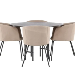 Snabb frakt Venture Home Copenhagen Matgrupp 115 cm Rund med 4 Berit stolar Beige - Möbler