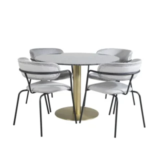 Populärt val Venture Home Estelle Matgrupp 106 cm Rund med 4 Arrow stolar Svart/Guld - Möbler