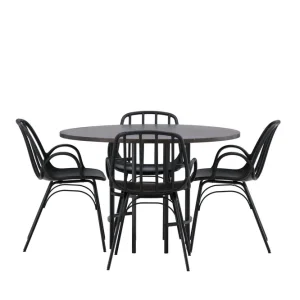 Outlet Venture Home Copenhagen Matgrupp 115 cm Rund med 4 Dyrön stolar Svart - Möbler