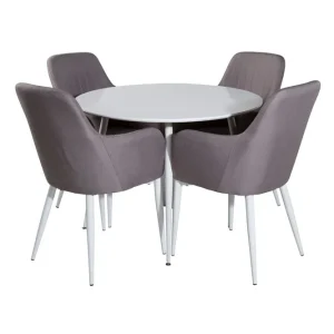 Venture Home Plaza Matgrupp 100 cm Rund med 4 Comfort stolar Grå - Möbler Populärt val