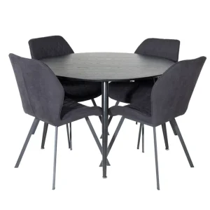 Venture Home Dipp Matgrupp 115 cm Rund med 4 Gemma stolar Svart - Möbler Fri frakt