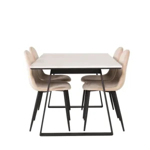risnedsättning Venture Home Estelle Matgrupp 140 cm Rektangulär med 4 Polar stolar Beige - Möbler