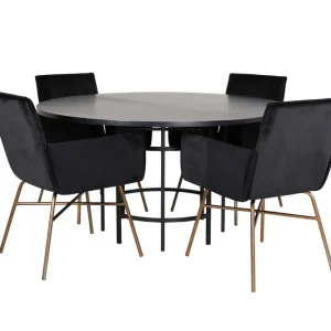 Populär Venture Home Copenhagen Matgrupp 140 cm Rund med 4 Petra stolar Svart - Möbler