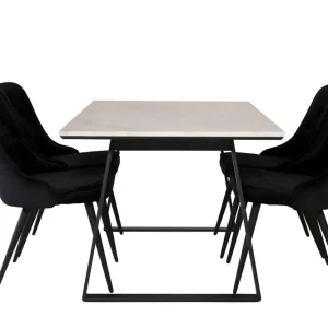 Venture Home Estelle Matgrupp 140 cm Rektangulär med 4 Velvet Deluxe stolar Svart - Möbler risnedsättning