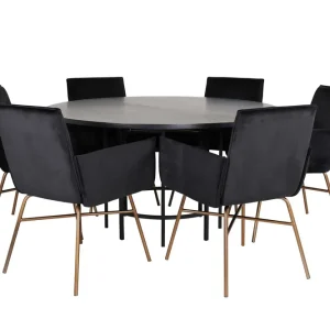 Begränsad tid Venture Home Copenhagen Matgrupp 140 cm Rund med 6 Petra stolar Svart - Möbler