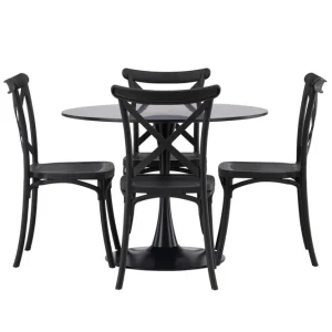 Rabatter Venture Home Glade Matgrupp 100 cm Rund med 4 Crosett stolar Svart - Möbler