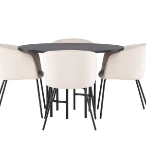 Venture Home Copenhagen Matgrupp 115 cm Rund med 4 Berit stolar Beige - Möbler Snabb frakt