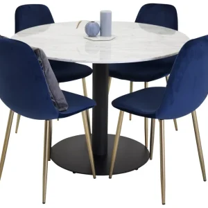 Billig Venture Home Estelle Matgrupp 106 cm Rund med 4 Polar stolar Svart - Möbler