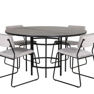 Venture Home Copenhagen Matgrupp 140 cm Rund med 4 Kenth stolar Svart - Möbler Snabb leverans