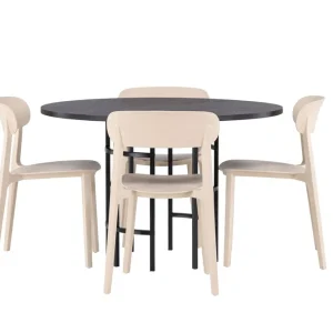 Venture Home Copenhagen Matgrupp 115 cm Rund med 4 Åstol stolar Beige - Möbler Begränsad tid