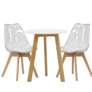 I lager Venture Home Leonora Matgrupp 65 cm Rund med 2 Edvin stolar Vit - Möbler
