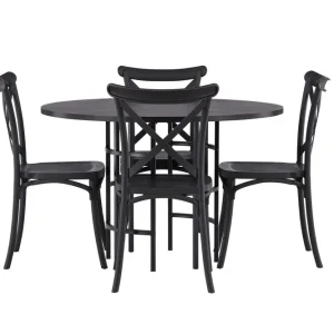 Sista chansen Venture Home Copenhagen Matgrupp 115 cm Rund med 4 Crosett stolar Svart - Möbler