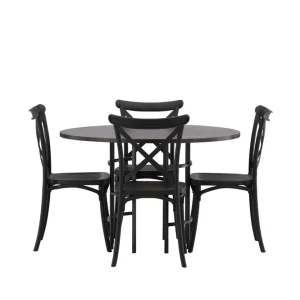 Snabb leverans Venture Home Copenhagen Matgrupp 115 cm Rund med 4 Crosett stolar Svart - Möbler