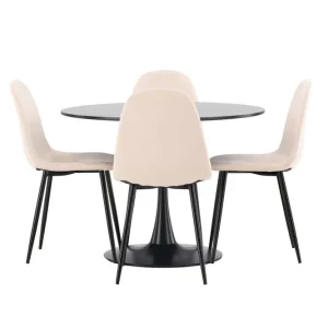 Venture Home Glade Matgrupp 100 cm Rund med 4 Polar stolar Beige - Möbler I lager