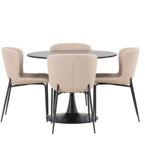 Venture Home Glade Matgrupp 100 cm Rund med 4 Modesto stolar Beige - Möbler Begränsad tid