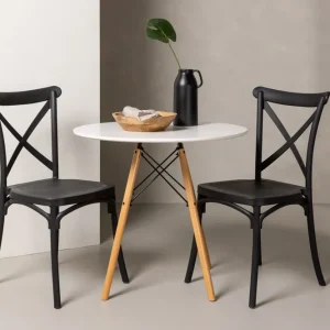 Venture Home Danburi Matgrupp 60 cm Rund med 2 Crosett stolar Svart - Möbler Erbjudande