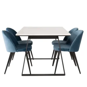 Rabatter Venture Home Estelle Matgrupp 140 cm Rektangulär med 4 Velvet stolar Svart - Möbler