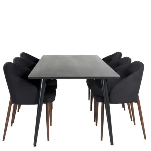 Venture Home Dipp Matgrupp 180 cm Rektangulär med 6 Arch stolar Svart - Möbler Rea
