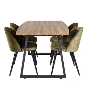 Venture Home Inca Matgrupp 160 cm Rektangulär med 4 Velvet stolar Svart - Möbler Rabatt