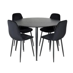Billigare Venture Home Dipp Matgrupp 115 cm Rund med 4 Polar stolar Svart - Möbler